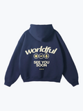Worldful See You Soon oversized graphic hoodie in Navy