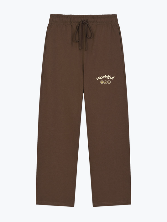 Worldful See You Soon heavyweight sweatpants in Brown