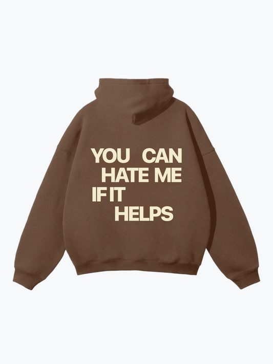 Worldful Hate Me oversized graphic hoodie in Brown