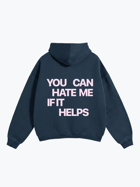 Worldful Hate Me oversized graphic hoodie in Navy