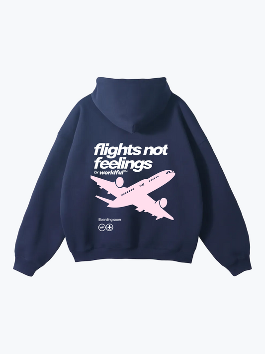 Worldful Flights oversized graphic hoodie in Navy with airplane print