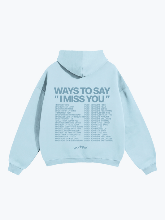 Worldful I Miss You oversized graphic hoodie in Blue