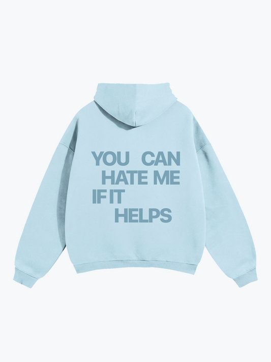 Worldful Hate Me oversized graphic hoodie in Blue
